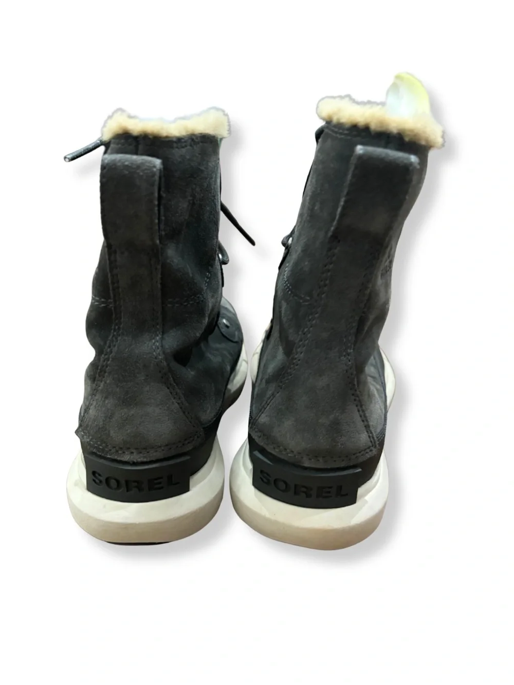 Sorel Explorer Joan Faux Fur Waterproof Boots Women’s Size 8 Charcoal Gray